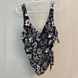 Floral Black One-Piece Swimsuit